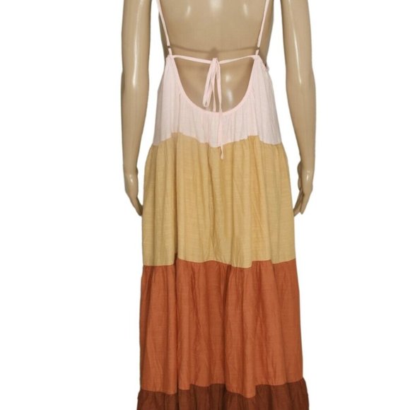 Anthropologie Colorblock Maxi Dress Sleeveless Large L NEW - Picture 6 of 7